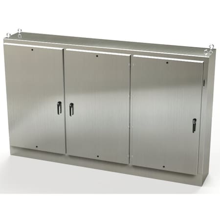 Saginaw Control & Engineering 3 Point Latch with Coinproof/Padlock Handle Electrical Enclosures, 72 in H, 18 in D, 117-1/2 in W SCE-72XM3EW18SS